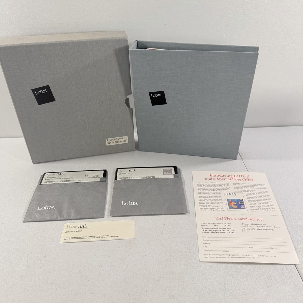 Vintage Lotus Hal‎ User's Manual 1986 W/ 5.25" Diskettes 1st Edition